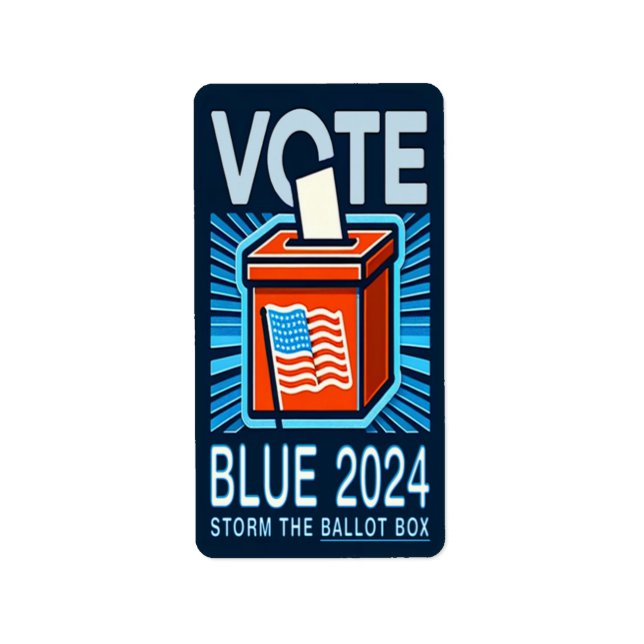 Abstimmung Blue 2024 Wahlurne für den US-Präsident Adressaufkleber (Vorne)