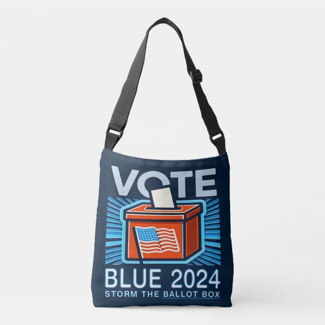 Abstimmung Blue 2024 Wahlurne Präsidentschaftswahl Tragetaschen Mit Langen Trägern (Vorderseite)