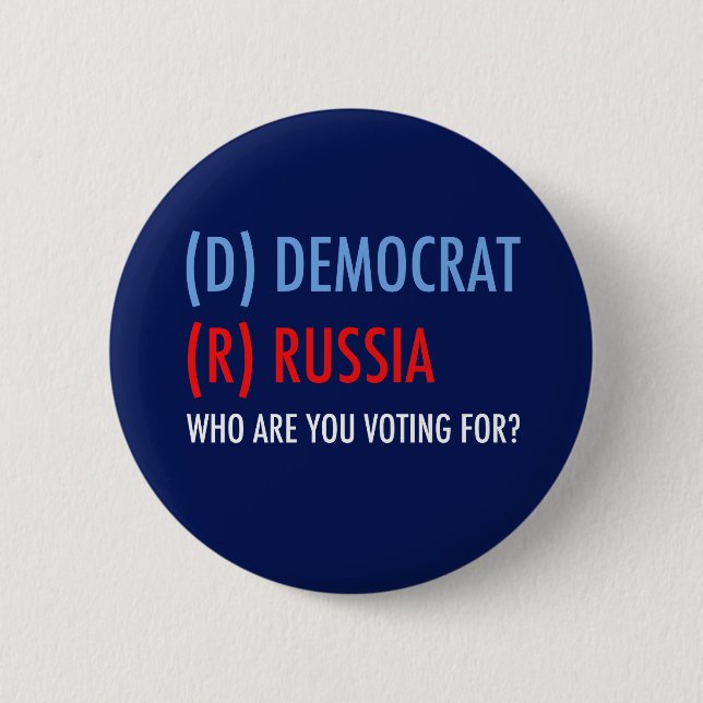 Abstimmung D für die Demokraten R für Russland Fun Button (Vorderseite)