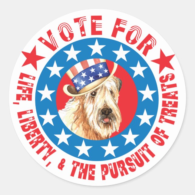Abstimmung für Wheaten Terrier Runder Aufkleber (Vorderseite)