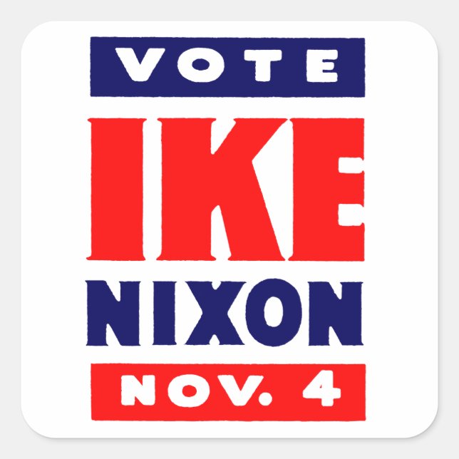 Abstimmung Ike, Nixon 1952 Quadratischer Aufkleber (Vorderseite)
