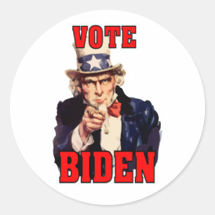 Abstimmung Joe Biden Uncle Sam 2024 Runder Aufkleber