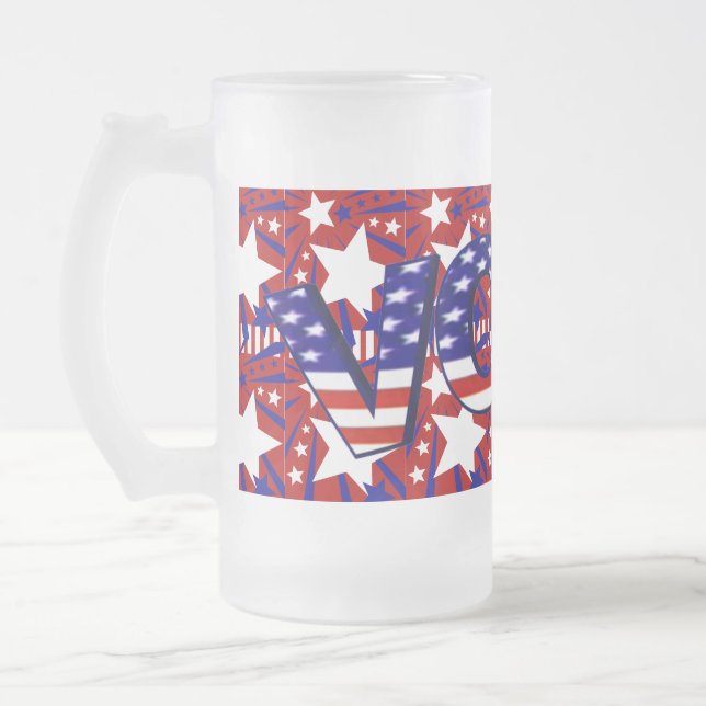 Abstimmung mit den US Flagge - Mattglas Bierglas (Links)