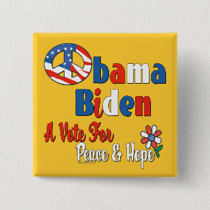 Abstimmung Obama Biden für Frieden und Liebe Button