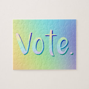 "Abstimmung." Pastel Rainbow Gradient Jigsaw Puzzl