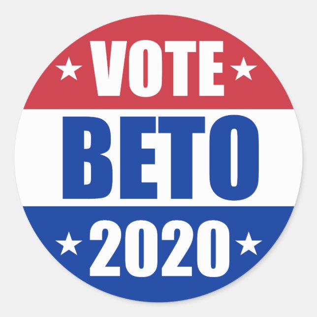 Abstimmung über Beto O'rourke für die Präsidentsch Runder Aufkleber (Vorderseite)