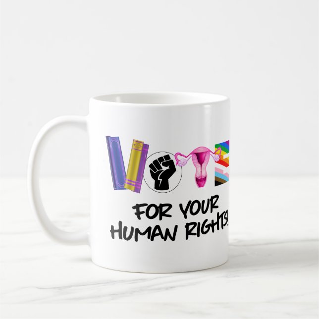 Abstimmung über Ihre Menschenrechte Kaffeetasse (Links)