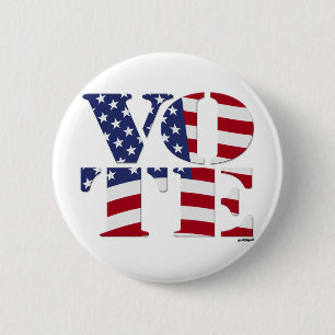 ABSTIMMUNG "V O T E" mit US-FLAGGE Button