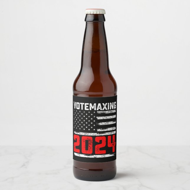 AbstimmungMaxing 2024 Trump Präsidentschaftswahl Bierflaschenetikett (Vorderseite)