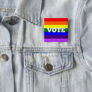 Abstimmungs-Knopf auf Regenbogen-Hintergrund Button