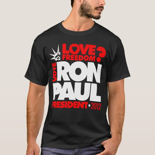 ABSTIMMUNGS-RON PAUL PRÄSIDENT Liebe Freiheits-T - T-Shirt (Vorderseite)