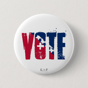 Abstimmungs-roter, weißer u. blauer Knopf Button