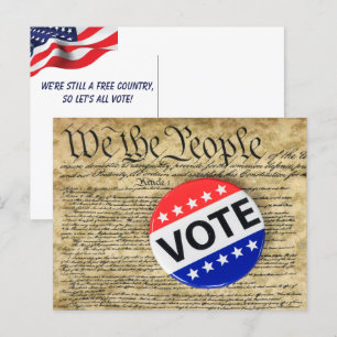 Abstimmungstaste auf US-Verfassung Postkarte