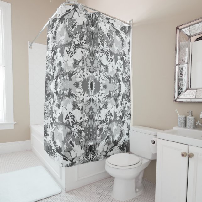 Abstrack Schwarz-Weiß exklusives Modedesign Duschvorhang (Beispiel)