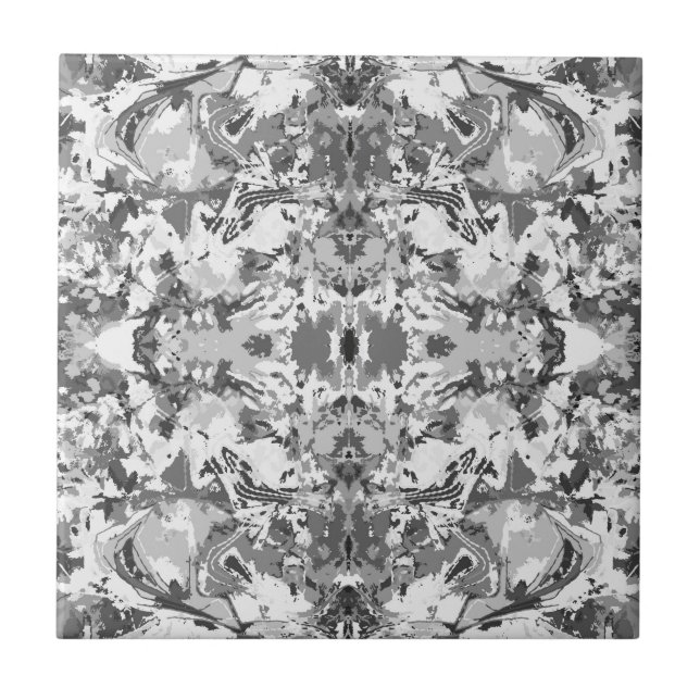 Abstrack Schwarz-Weiß exklusives Modedesign Fliese (Vorderseite)