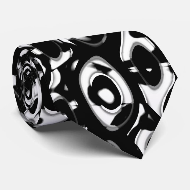 Abstract 190819 - 02 - Black and White Krawatte (Gerollt)