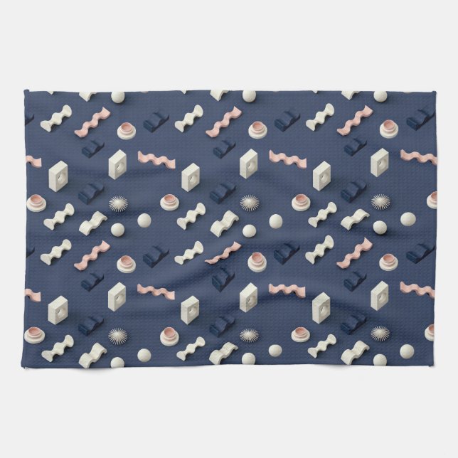 Abstract 3D geometric shapes Geschirrtuch (Horizontal)