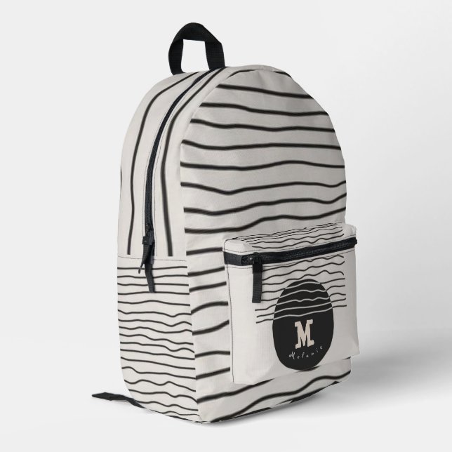 Abstract aesthetic minimal Monogram Modern  Bedruckter Rucksack (Rückseitige Ecke links)