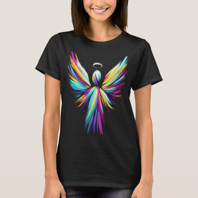 Abstract Angel on a Black T-Shirt For Women or Men (Vorderseite)