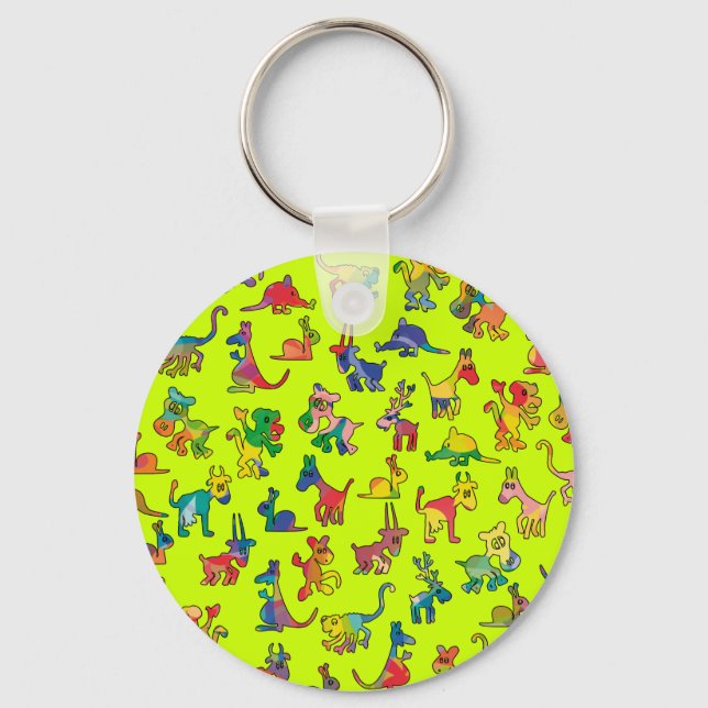 Abstract Animals Pattern Tiles Schlüsselanhänger (Vorderseite)