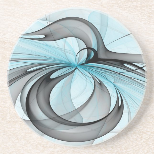 Abstract Anthracite Gray Blue Modern Fractal Art Getränkeuntersetzer (Vorne)