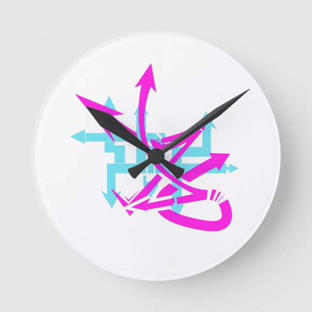 Abstract Arrows Wall Clock Runde Wanduhr (Vorderseite)