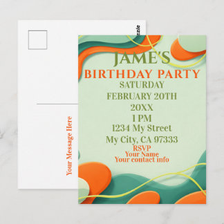 Abstract Art Birthday Invitation Postkarte