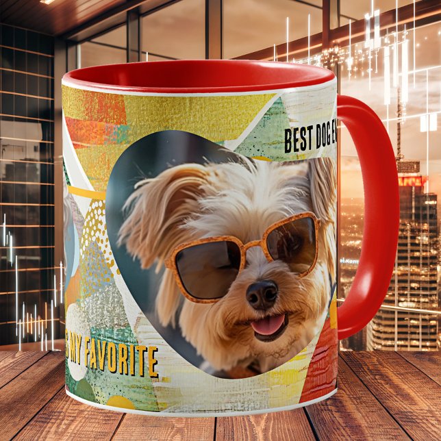Abstract Art Collage Custom Dog Photo Kaffeetasse (Whimsical mug featuring two custom photos on a collage of abstract art of your choice - dog lovers)