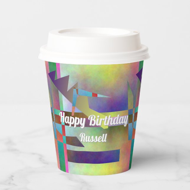 Abstract Art Elemental Birthday Party Pappbecher (Vorderseite)