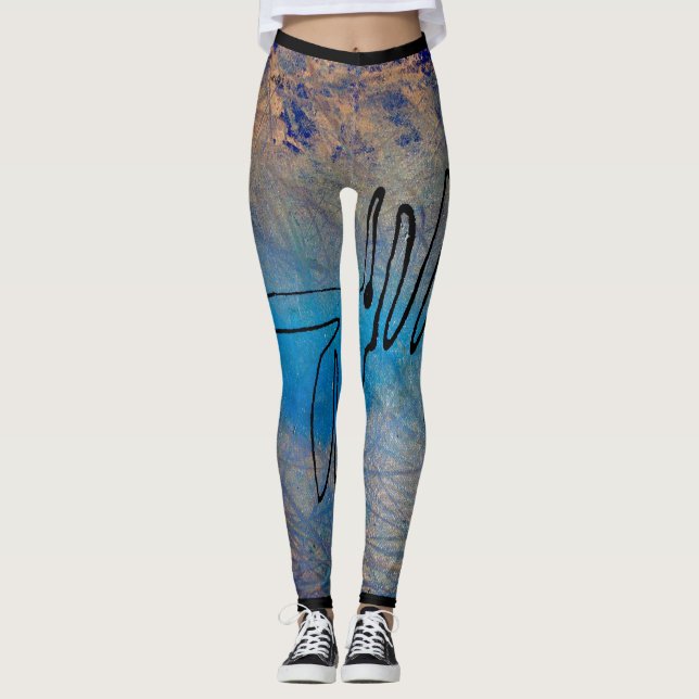 Abstract Art Leggings Blue Dog (Vorderseite)
