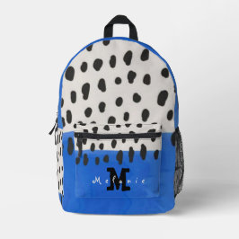 Abstract art minimal Monogram retro blue Bedruckter Rucksack