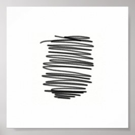 Abstract Art Minimalistic Grey White Poster