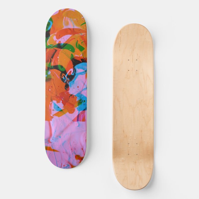 Abstract art mixed media acrilyc painting skateboard (Vorderseite)