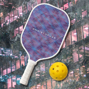 Abstract Art Modern Blue & Red Moiré Effect Custom Pickleball Schläger