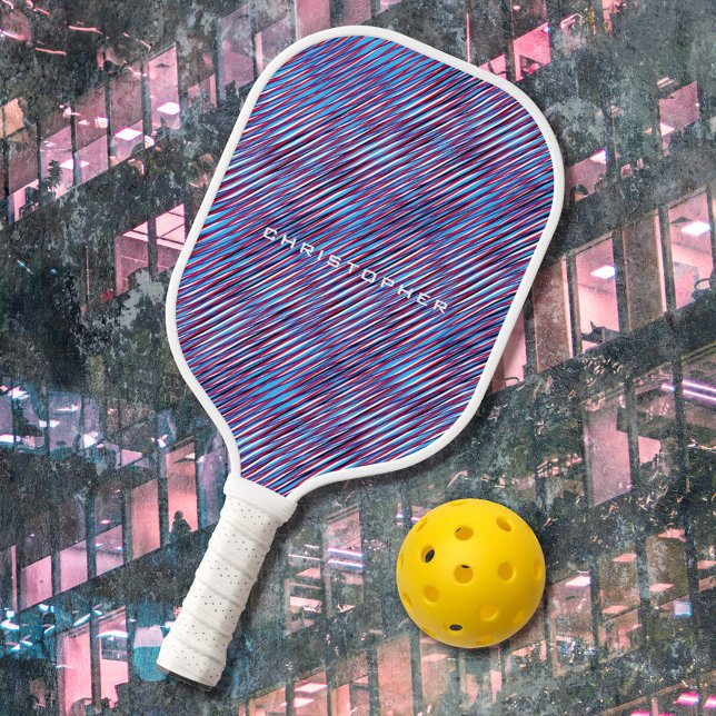 Abstract Art Modern Blue & Red Moiré Effect Custom Pickleball Schläger (Von Creator hochgeladen)