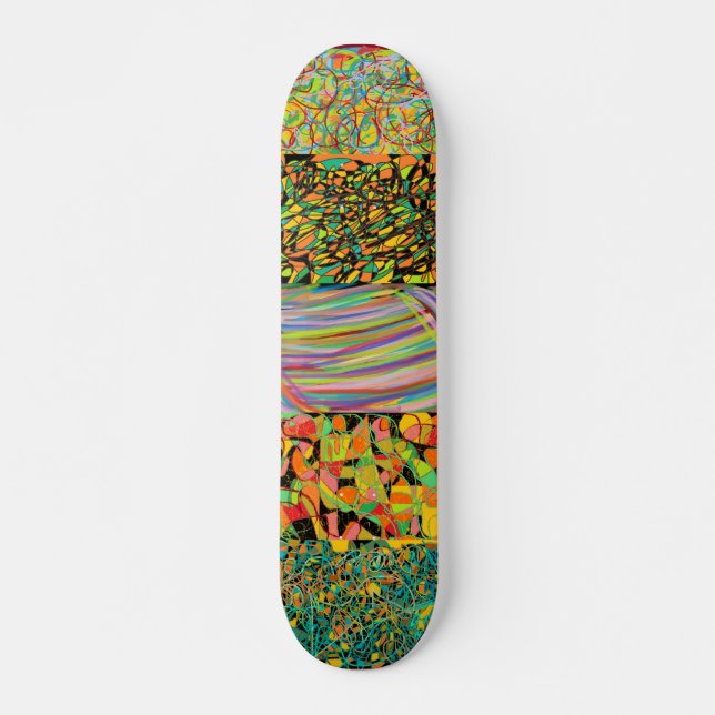 abstract art patchwork retro skateboard (Vorne)