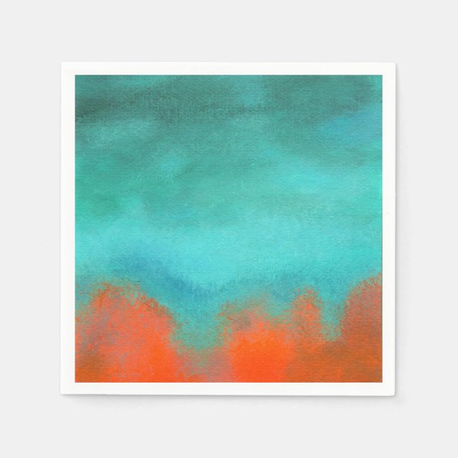 Abstract Art Sky Fire Lava Coral Turquoise Orange Serviette (Vorderseite)