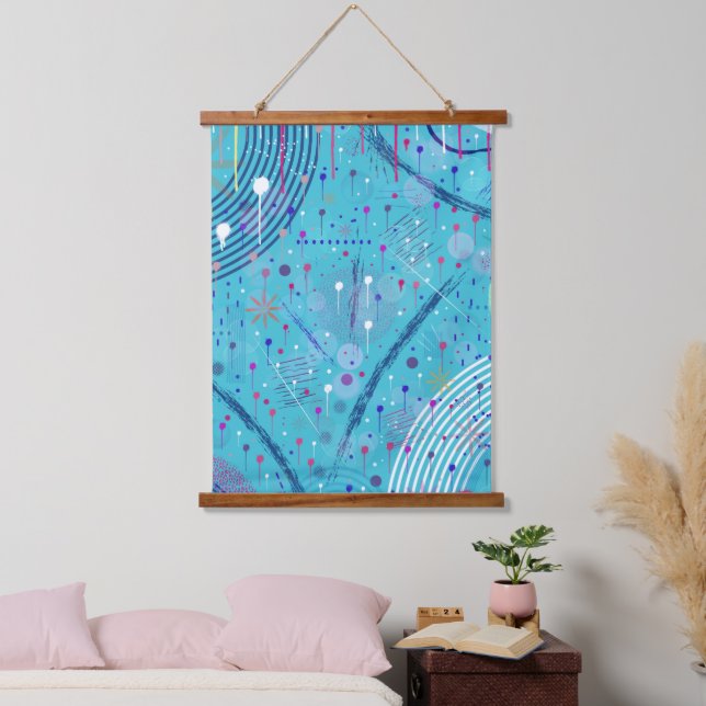 Abstract Art: Sparklers in the Sky Wandteppich Mit Holzrahmen (Schlafzimmer)