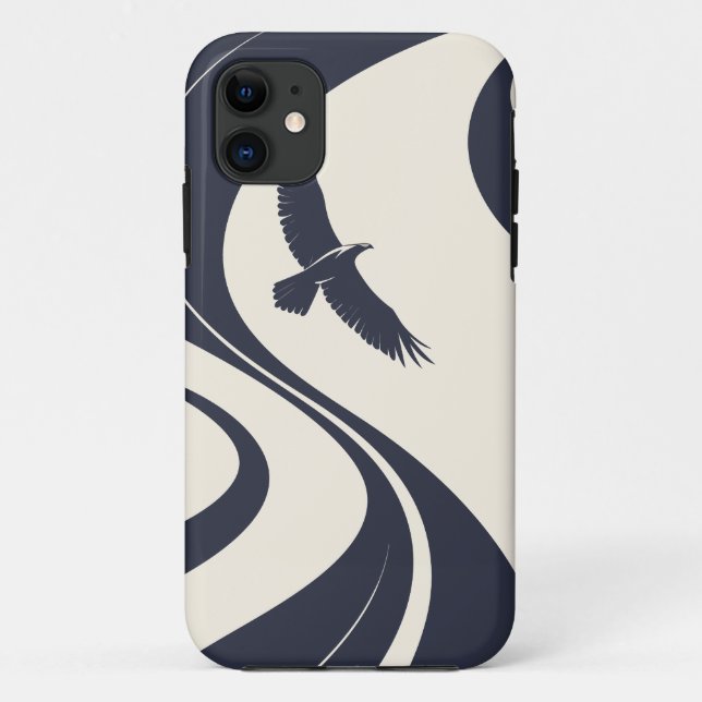 Abstract Bird Minimalist Navy Phone Case (Rückseite)
