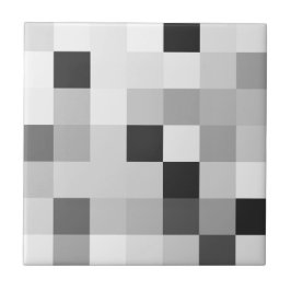 Abstract Black and White Pixelated Mosaic Grid Fliese
