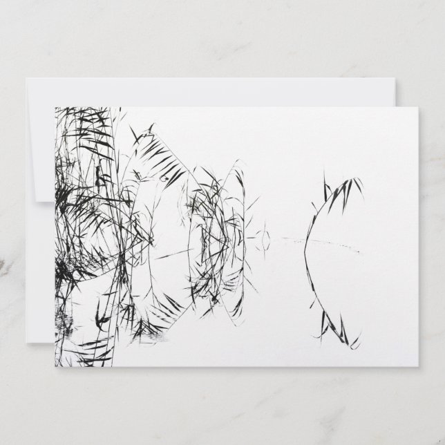 Abstract Black and White Reeds Water Reflections Dankeskarte (Vorderseite)