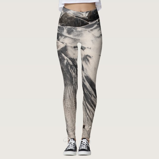 Abstract Black and White Sand Textures with Rocks  Leggings (Vorderseite)