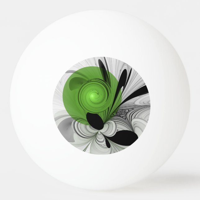 Abstract Black and White with Green Fractal Art Tischtennisball (Vorderseite)