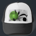 Abstract Black and White with Green Fractal Art Truckerkappe<br><div class="desc">Unique modern abstract creation with black and green.
Design for your trucker hat and more.</div>