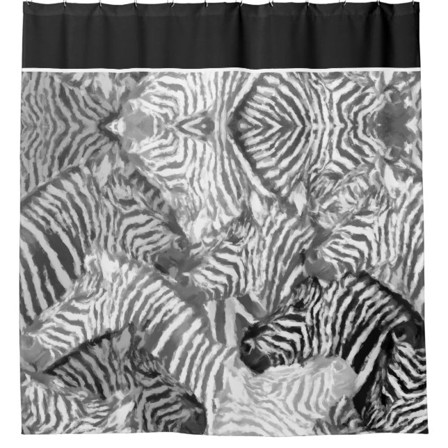 Abstract Black and White Zebra Art Duschvorhang (Vorderseite)
