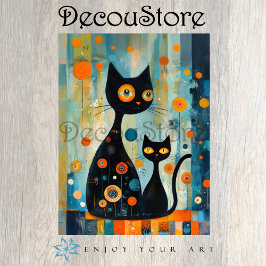 Abstract Black Cats Decoupage Seidenpapier