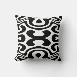 Abstract Black Curved Shape Seamless Pattern Kissen