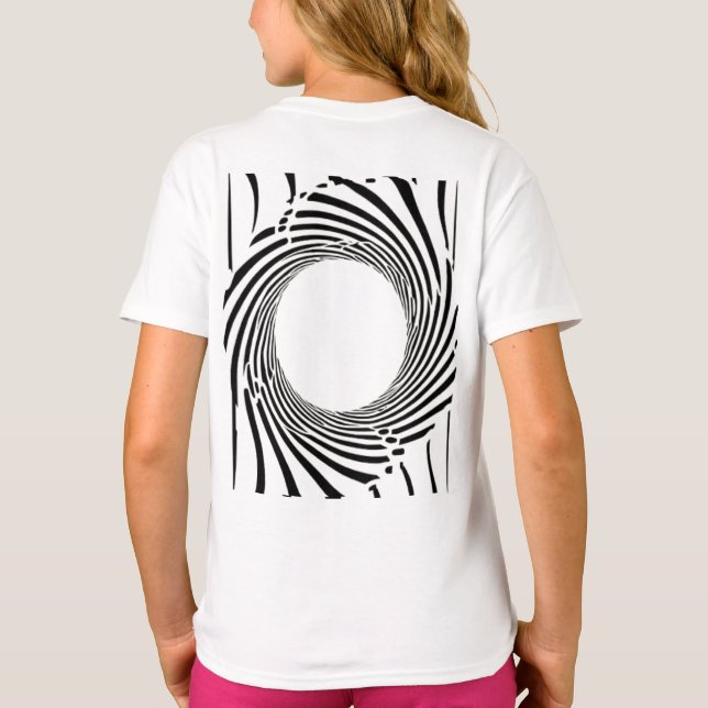 Abstract Black Hole Spiral Line Art  T-Shirt (Rückseite)