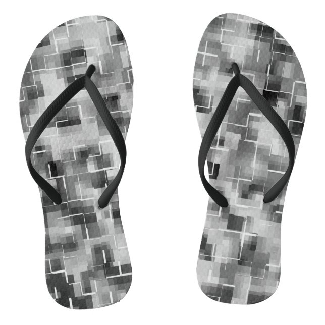 Abstract Black White Gray Flip Flops (Fußbett)