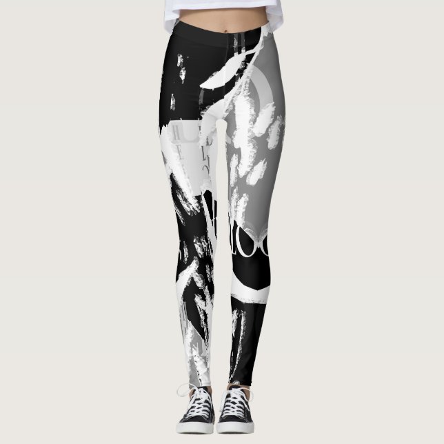Abstract Black White Gray Leggings (Vorderseite)